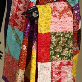 Multicolor - patchwork reversible silk bengal kantha work