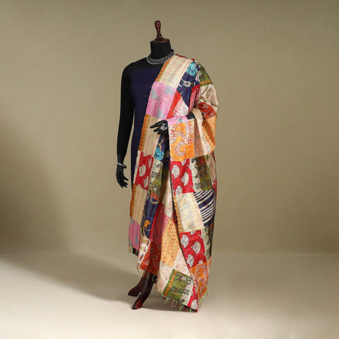 Multicolor - patchwork reversible silk bengal kantha work