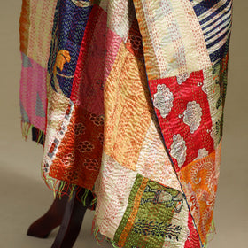 Multicolor - patchwork reversible silk bengal kantha work