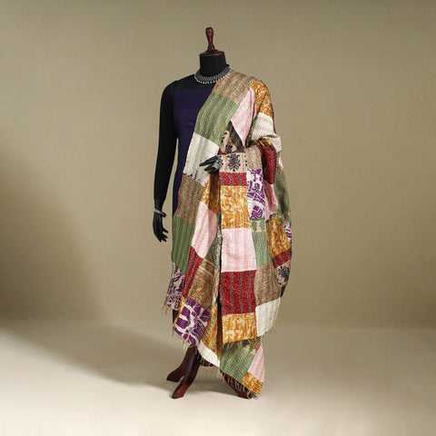 Multicolor - patchwork reversible silk bengal kantha work