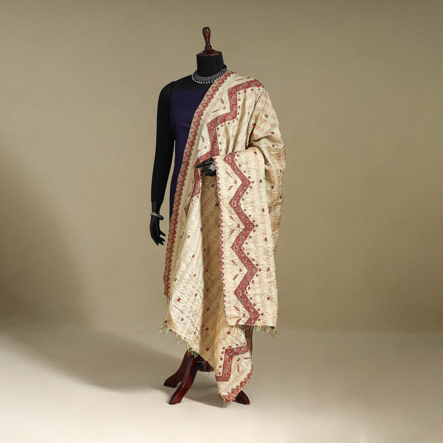 Multicolor - patchwork reversible silk bengal kantha work