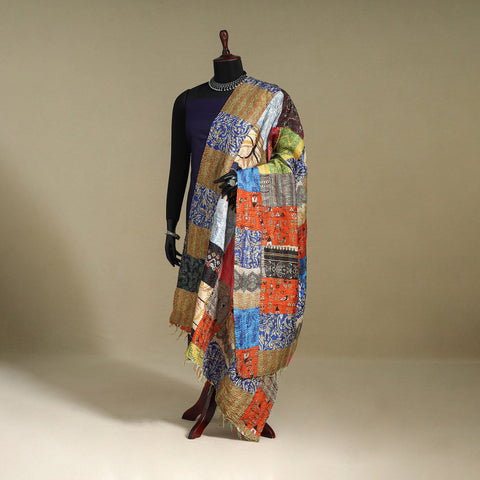 Multicolor - patchwork reversible silk bengal kantha work