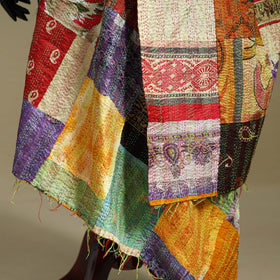 Multicolor - patchwork reversible silk bengal kantha work