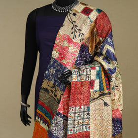 Multicolor - patchwork reversible silk bengal kantha work
