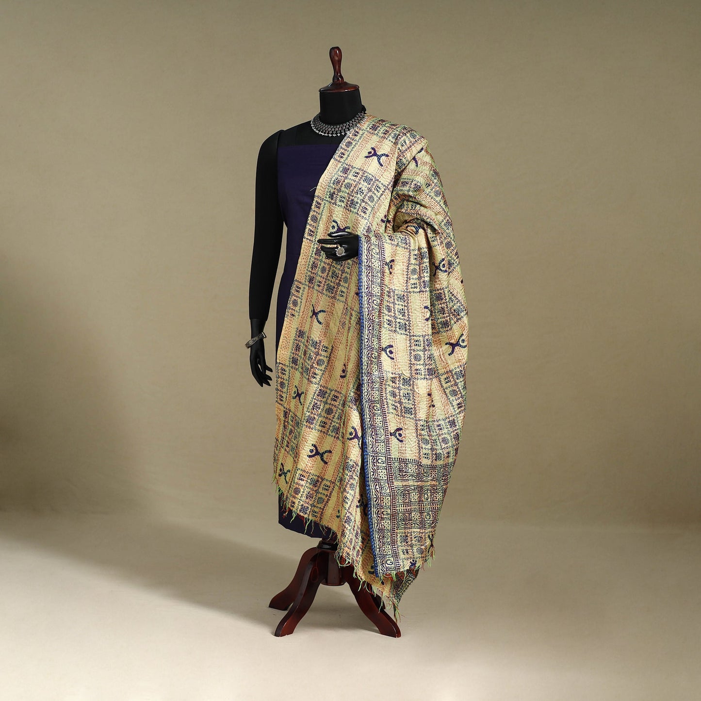 Multicolor - patchwork reversible silk bengal kantha work