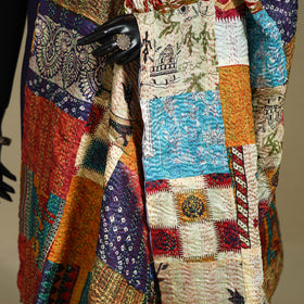 Multicolor - patchwork reversible silk bengal kantha work