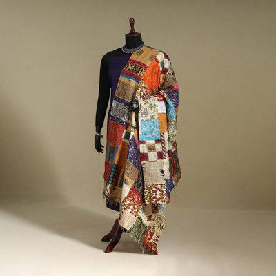 Multicolor - patchwork reversible silk bengal kantha work