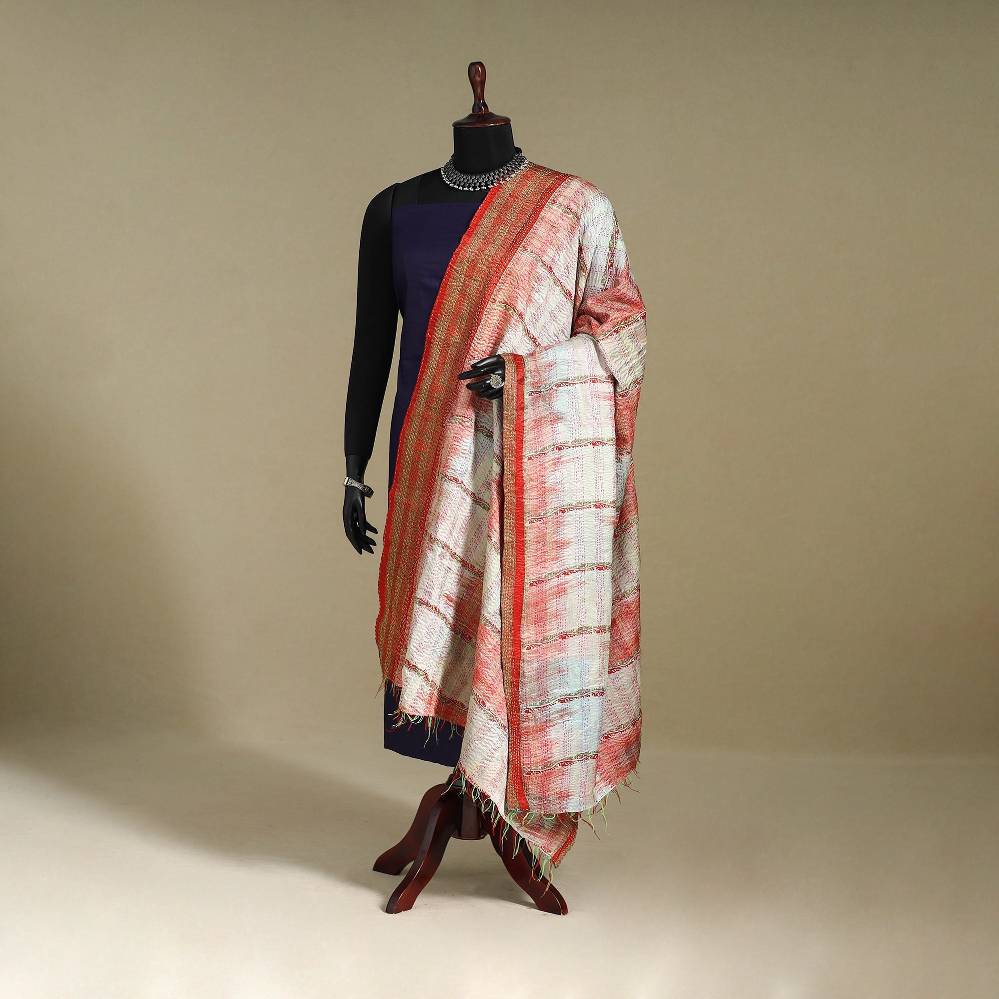 Multicolor - patchwork reversible silk bengal kantha work