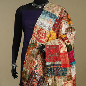 Multicolor - patchwork reversible silk bengal kantha work
