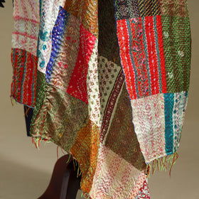 Multicolor - patchwork reversible silk bengal kantha work