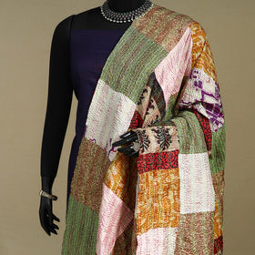 Multicolor - patchwork reversible silk bengal kantha work