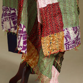Multicolor - patchwork reversible silk bengal kantha work