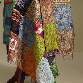 Multicolor - patchwork reversible silk bengal kantha work