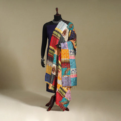Multicolor - patchwork reversible silk bengal kantha work