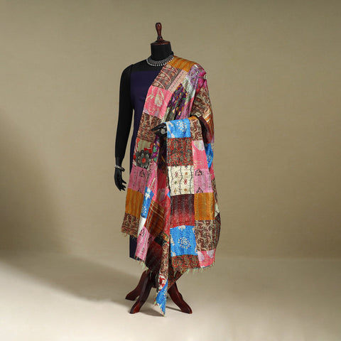 Multicolor - patchwork reversible silk bengal kantha work