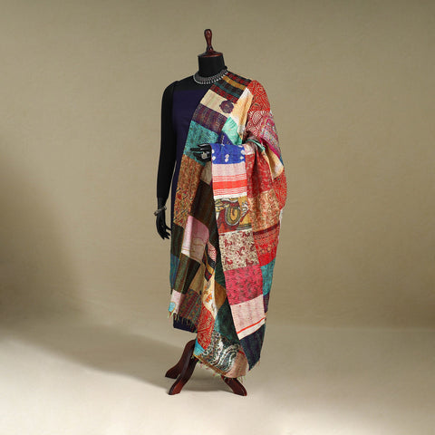 Multicolor - patchwork reversible silk bengal kantha work
