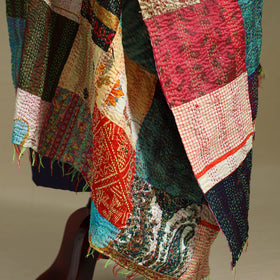 Multicolor - patchwork reversible silk bengal kantha work