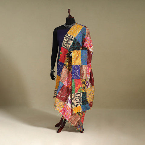 Multicolor - patchwork reversible silk bengal kantha work