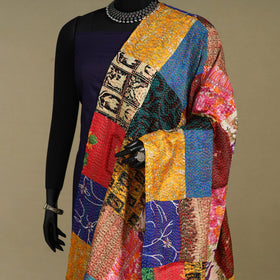 Multicolor - patchwork reversible silk bengal kantha work