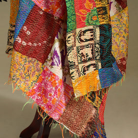 Multicolor - patchwork reversible silk bengal kantha work