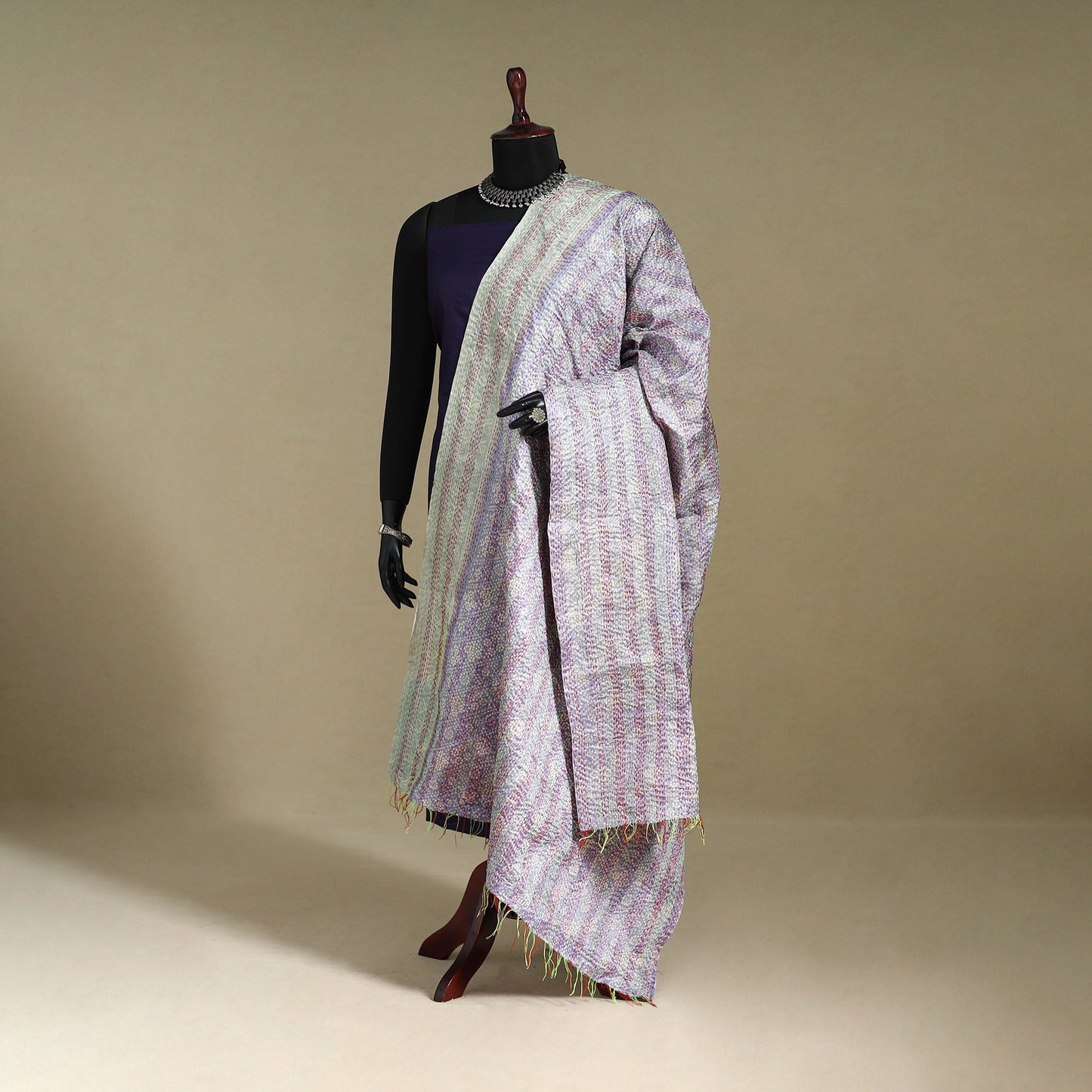 Multicolor - patchwork reversible silk bengal kantha work