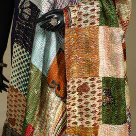 Multicolor - patchwork reversible silk bengal kantha work