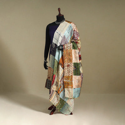 Multicolor - patchwork reversible silk bengal kantha work