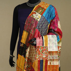 Multicolor - patchwork reversible silk bengal kantha work