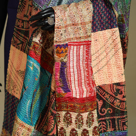Multicolor - patchwork reversible silk bengal kantha work