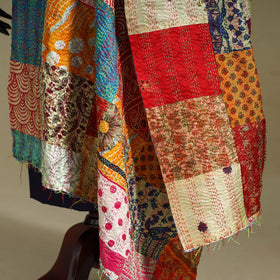 Multicolor - patchwork reversible silk bengal kantha work