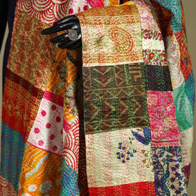 Multicolor - patchwork reversible silk bengal kantha work