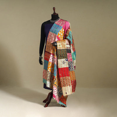 Multicolor - patchwork reversible silk bengal kantha work