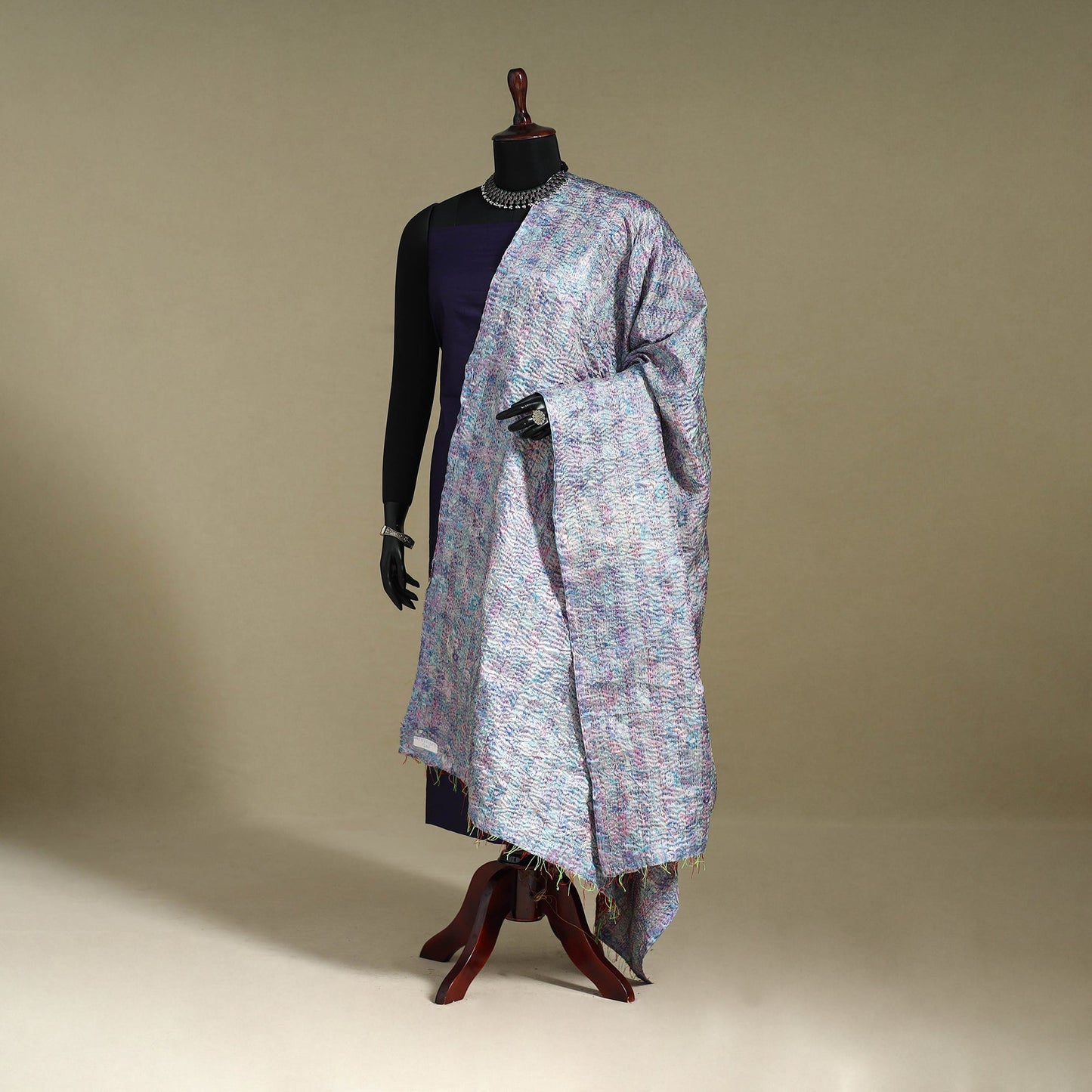 Multicolor - patchwork reversible silk bengal kantha work