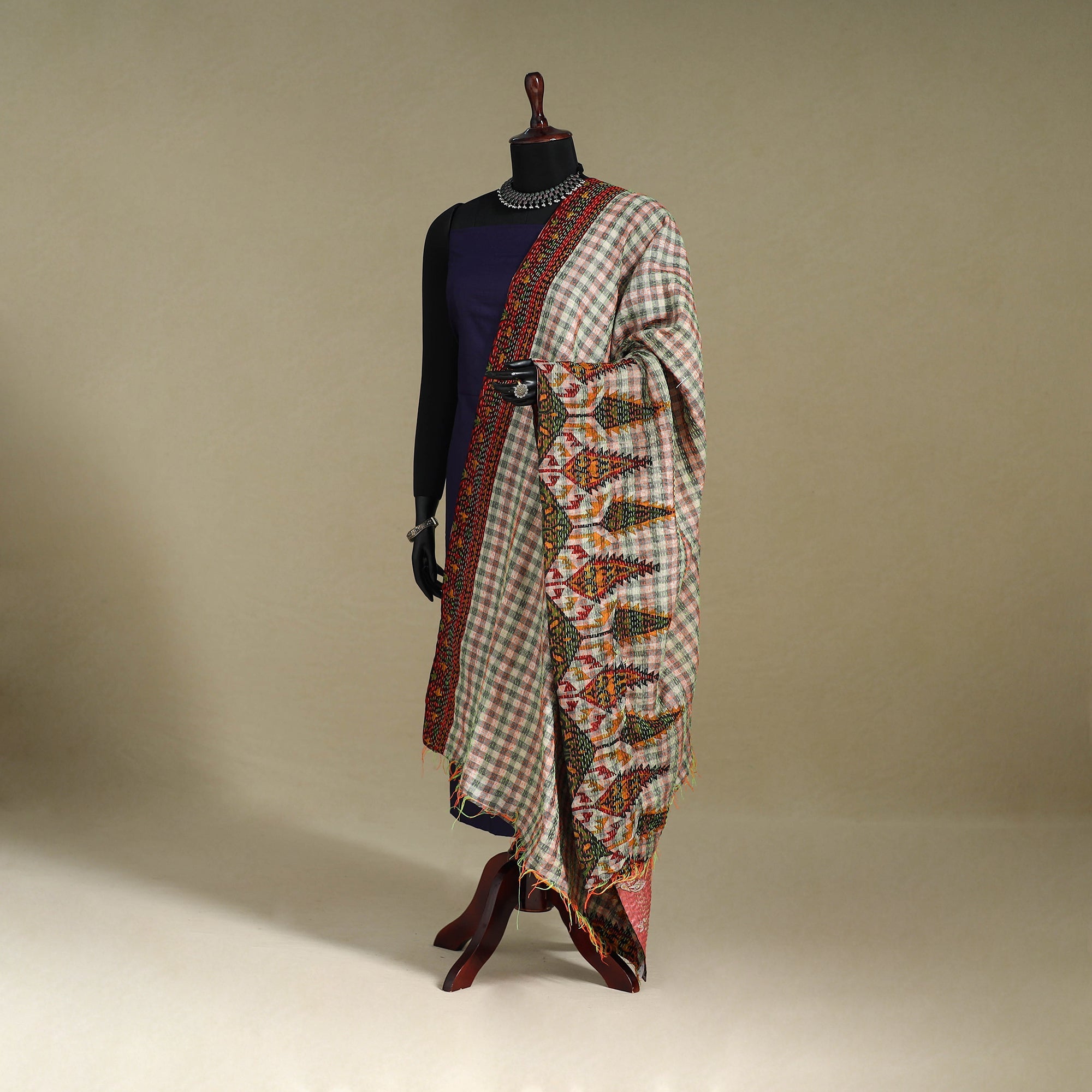 Multicolor - patchwork reversible silk bengal kantha work