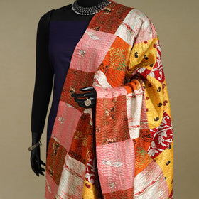 Multicolor - patchwork reversible silk bengal kantha work