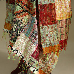 Multicolor - patchwork reversible silk bengal kantha work