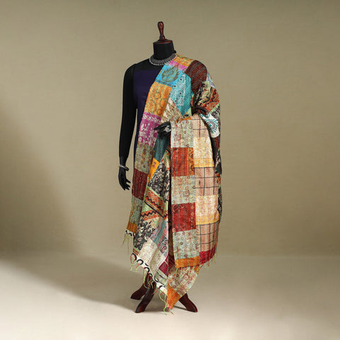 Multicolor - patchwork reversible silk bengal kantha work