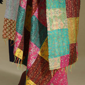 Multicolor - patchwork reversible silk bengal kantha work