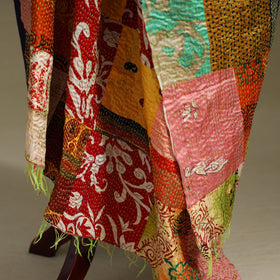 Multicolor - patchwork reversible silk bengal kantha work