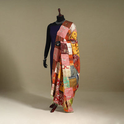Multicolor - patchwork reversible silk bengal kantha work