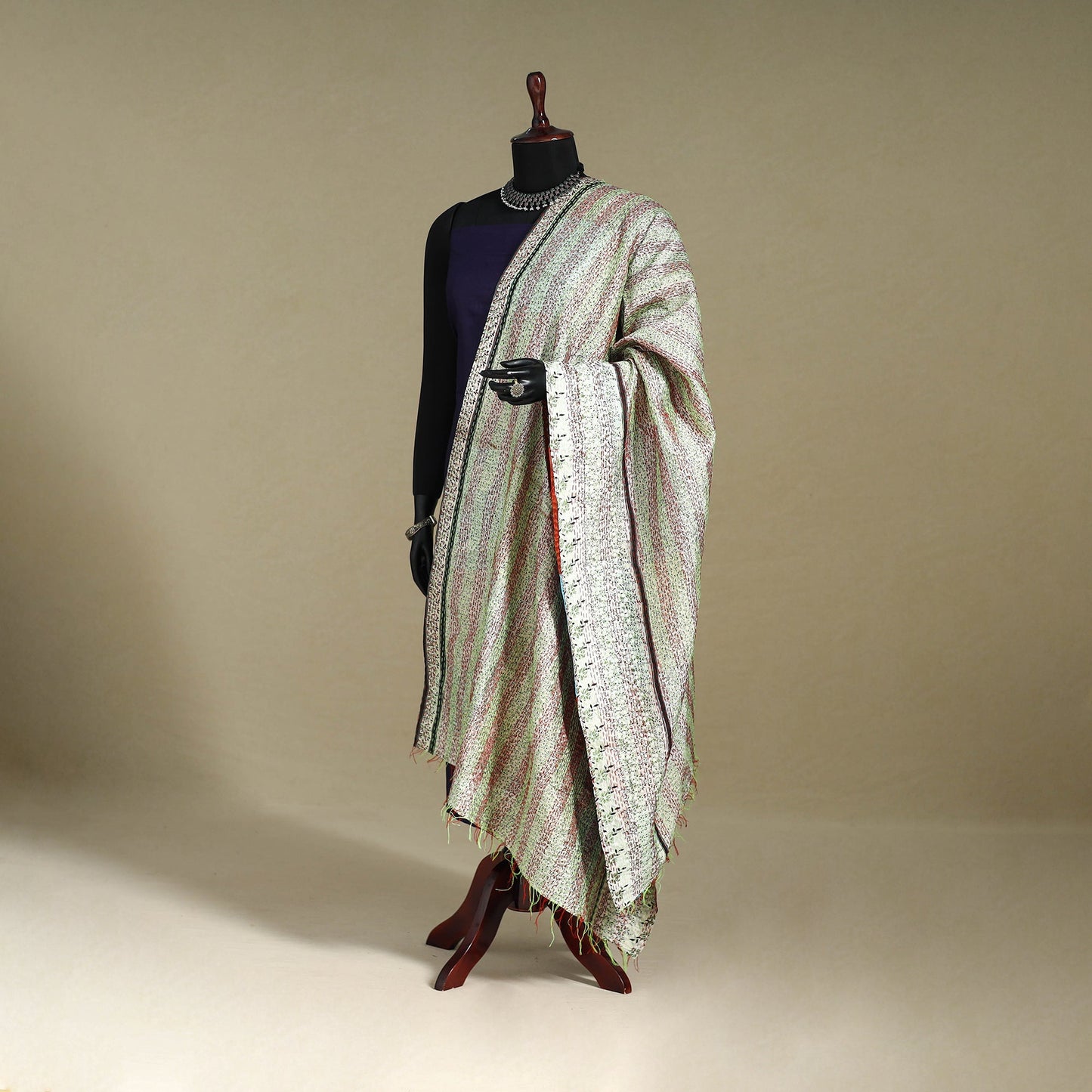 Multicolor - patchwork reversible silk bengal kantha work