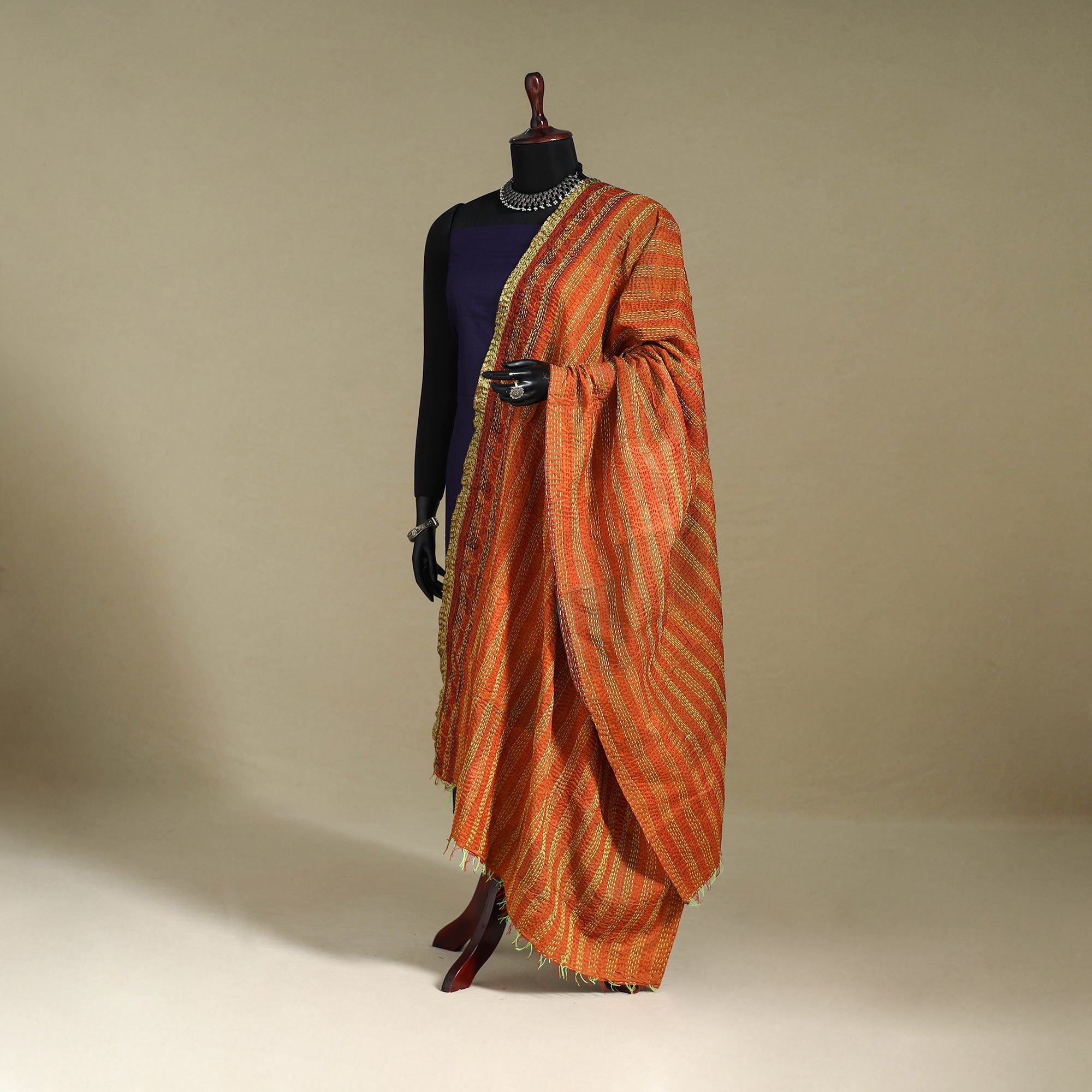 Multicolor - patchwork reversible silk bengal kantha work