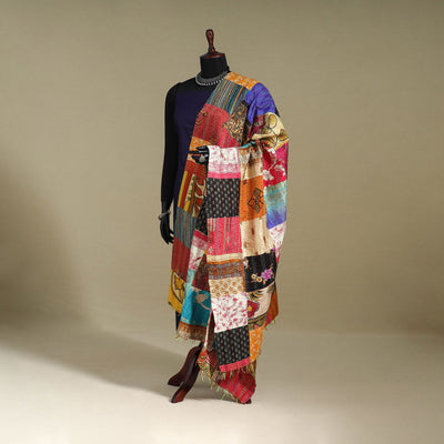 Multicolor - patchwork reversible silk bengal kantha work
