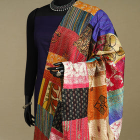 Multicolor - patchwork reversible silk bengal kantha work