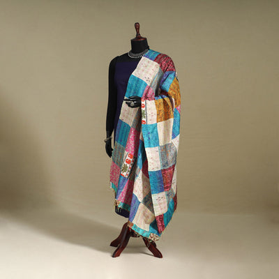 Multicolor - patchwork reversible silk bengal kantha work