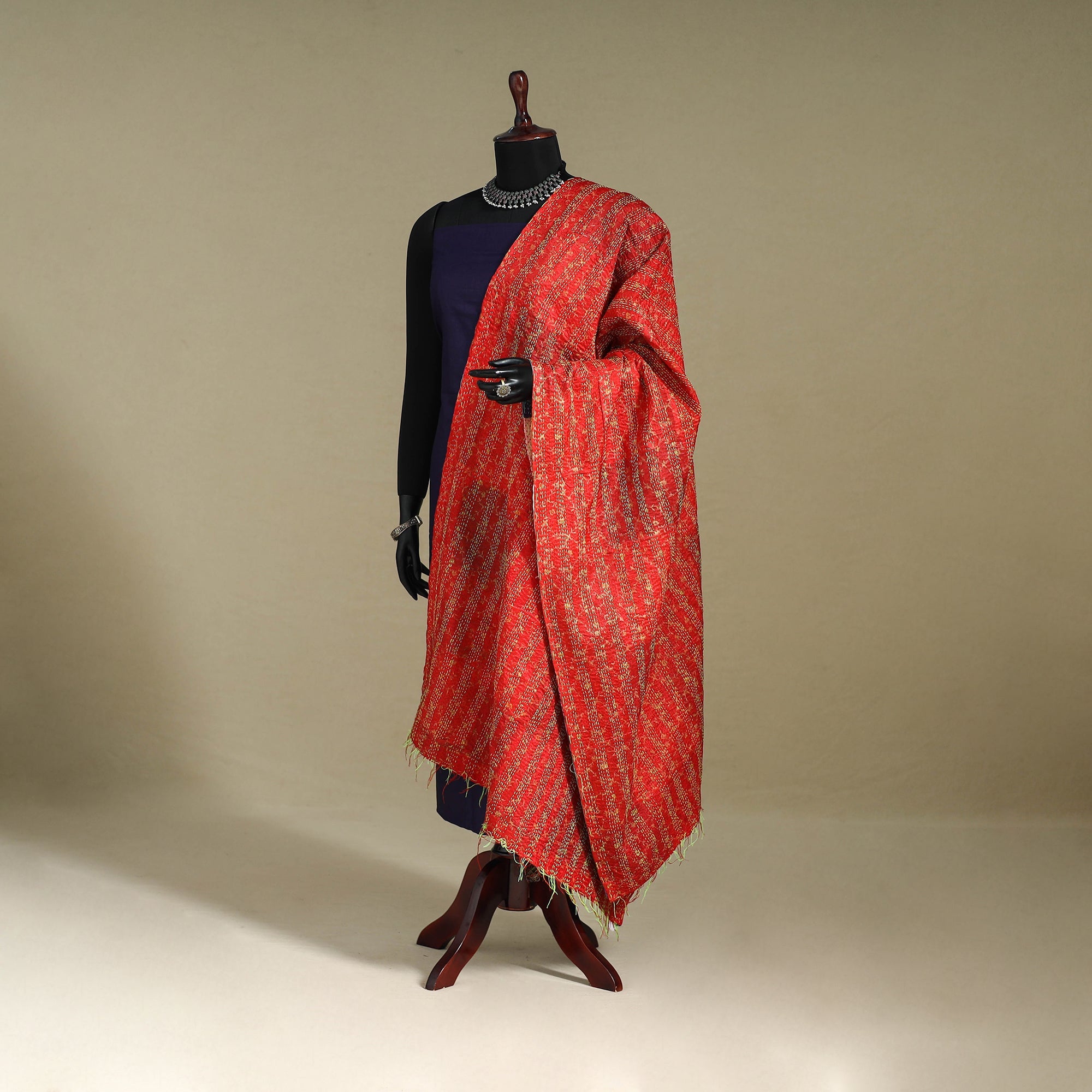 Multicolor - patchwork reversible silk bengal kantha work