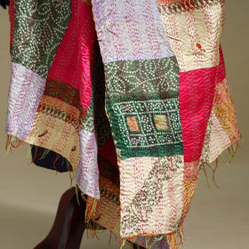 Multicolor - patchwork reversible silk bengal kantha work