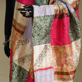 Multicolor - patchwork reversible silk bengal kantha work
