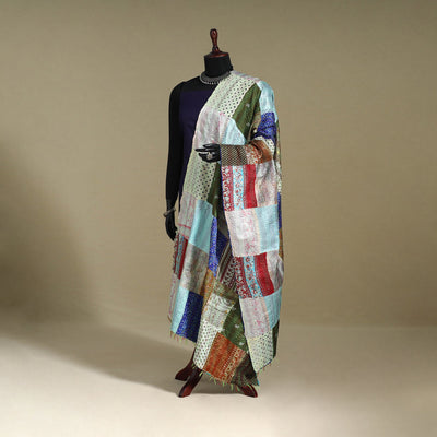 Multicolor - patchwork reversible silk bengal kantha work