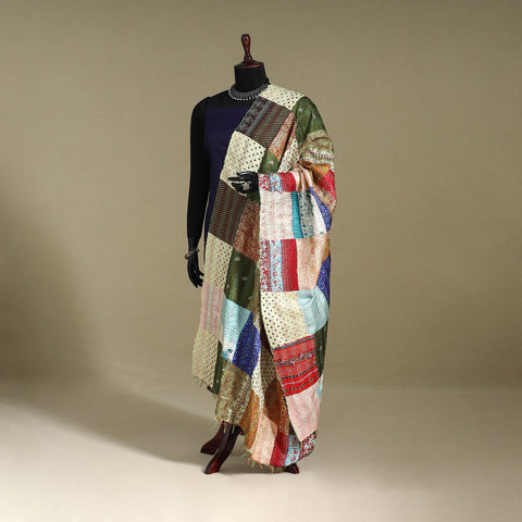 Multicolor - patchwork reversible silk bengal kantha work